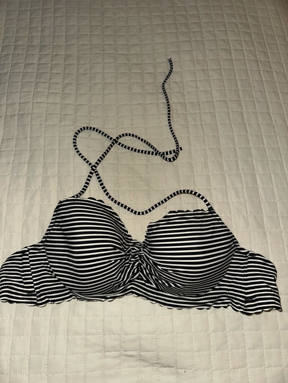 Victoria's Secret Black & White Striped Bandeau Bikini Top